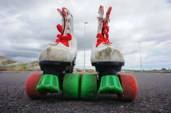 Gammal Vintage Vit Skate Boot — Stockfoto