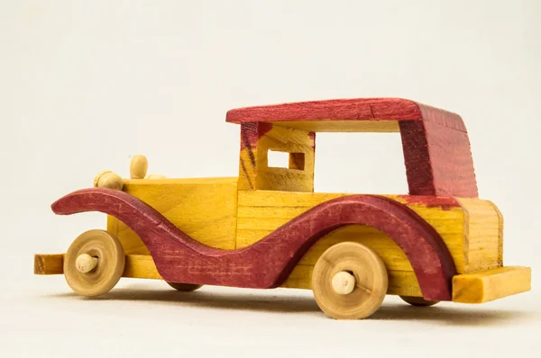 Wooden Toy Red dan Yellow Car — Stok Foto