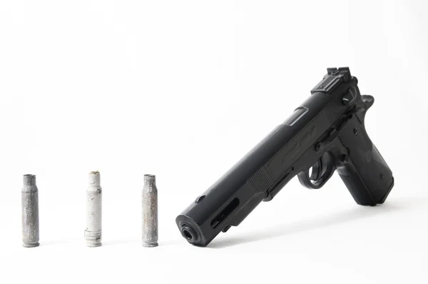 Pistol Gun and Bullets — Stock Photo, Image