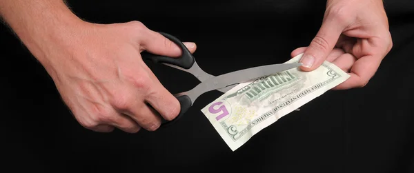 Money and Scissors for Money — Stock Photo, Image