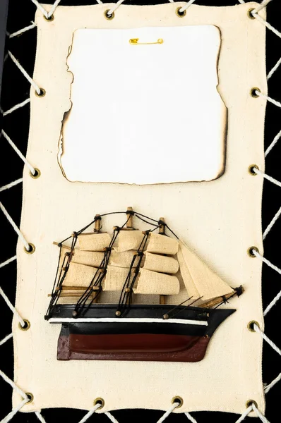 Houten schip beeldje — Stockfoto