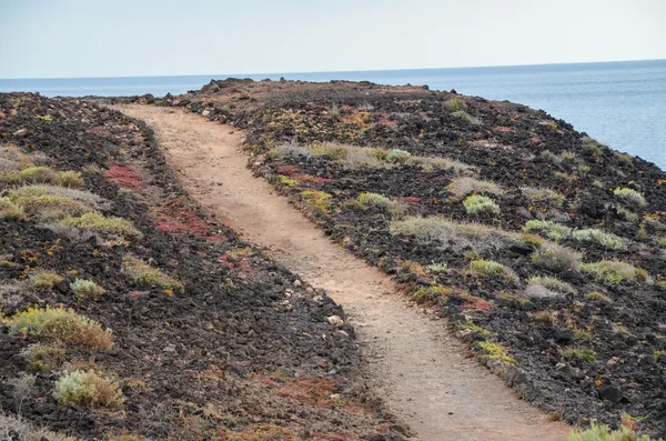 Route pierreuse au désert volcanique — Photo