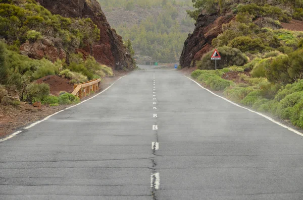 El teide Milli Parkı içinde bulutlu gün yolda — Stok fotoğraf