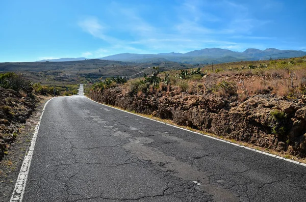 Long Empty Desert Asfalt Road Hierro Canary Islands Spain — Stock fotografie