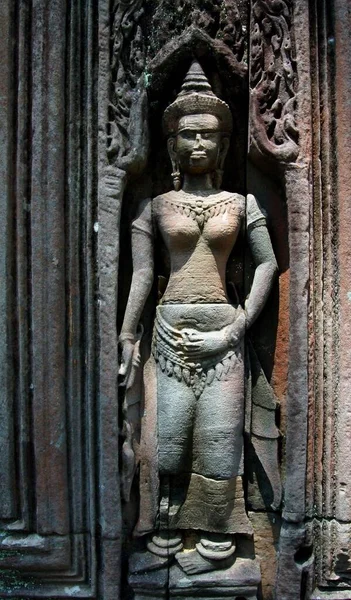 Old Bas Relief Angkor Wat Statue Cambodia — ストック写真