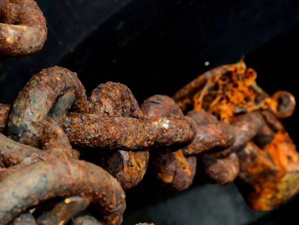 Rusty Ship Anchor Chain Torra Kusten Hamnen — Stockfoto