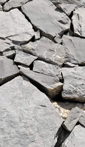 Texture Gray Rock Ancient Wall Made Volcanic Rocks — Stock Photo, Image