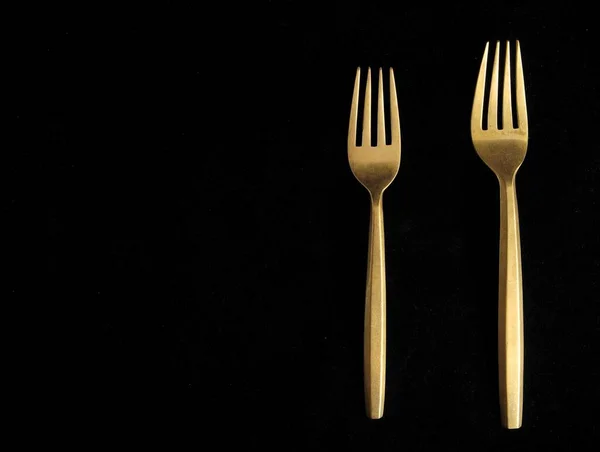 Starověké Stříbrné Flatware Černém Pozadí — Stock fotografie