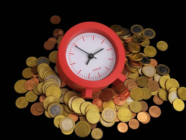 时间是金钱的概念时钟和货币 — 图库照片