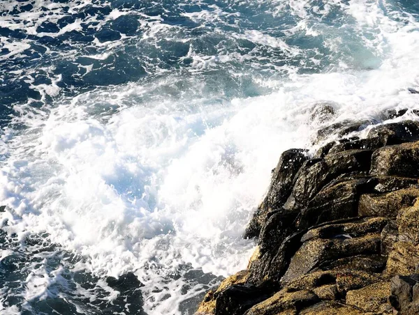 Superfície Azul Profunda Oceano Textura Água Com Ondas — Fotografia de Stock