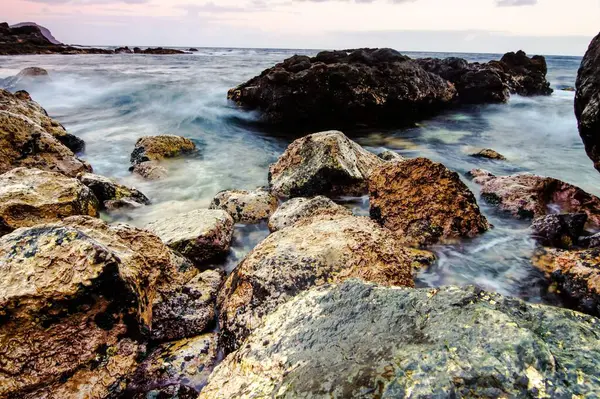 Long Exposure Picture Sea Coast Tenerife — Stock Photo, Image