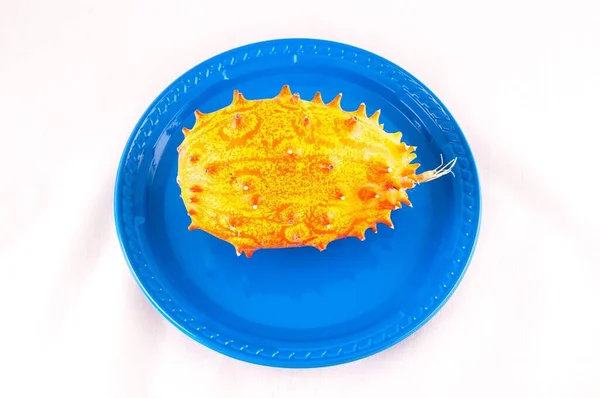 Kiwano Cucumis Metuliferus Exóticas Vegetais Laranja Frutas Tropicais — Fotografia de Stock