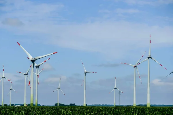 Windkraftanlagen Blauen Himmel Schönes Foto Digitales Bild — Stockfoto