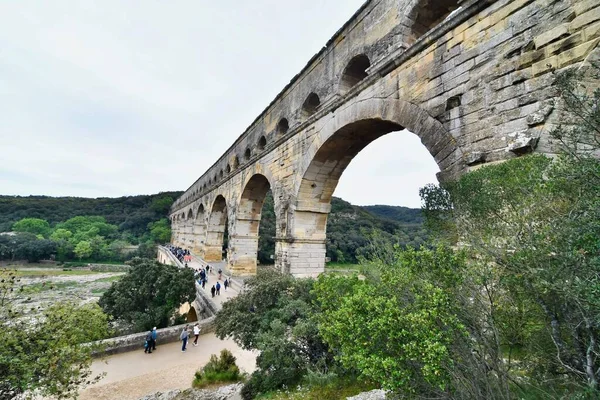 Most Famous Landmark Pont Gard — Stock Photo, Image