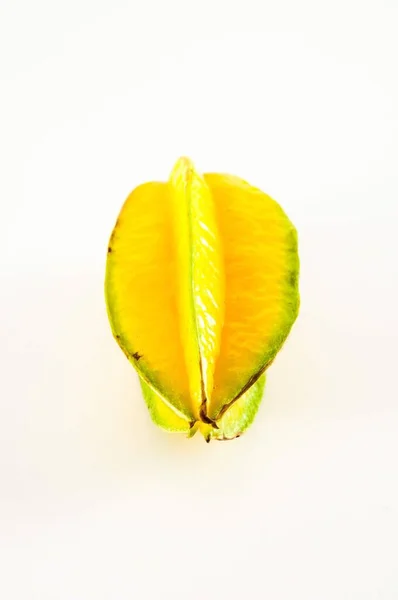 Fresh Ripe Yellow Averrhoa Carambola White Background — Stok fotoğraf