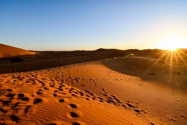 Sahara Çölünde Fas Kum Tepeleri Olan Güzel Bir Manzara — Stok fotoğraf