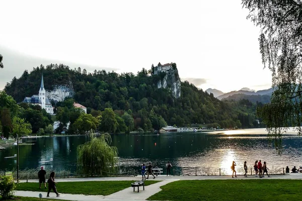 Fountain Park Digital Photo Picture Background Taken Bled Lake Area — Stock Fotó