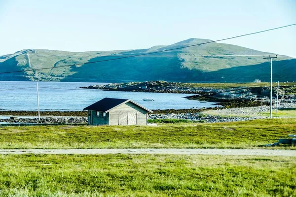 Piękny Krajobraz Małą Wioską Islandzie — Zdjęcie stockowe