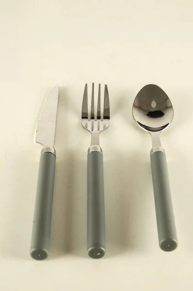 Tenedor Cuchara Cuchillo Sobre Fondo Blanco — Foto de Stock