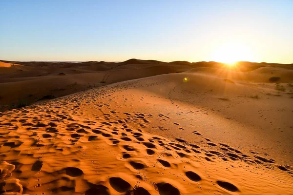 Homokdűnék Szahara Sivatagban Marokkó — Stock Fotó
