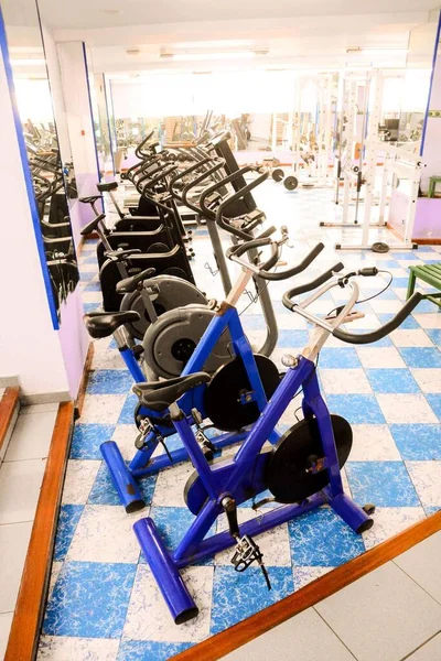 Interior Fitness Hall Cycles — Stock Photo, Image