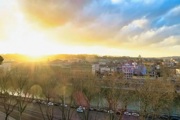 Bellissimo Tramonto Sopra Città Roma — Foto Stock