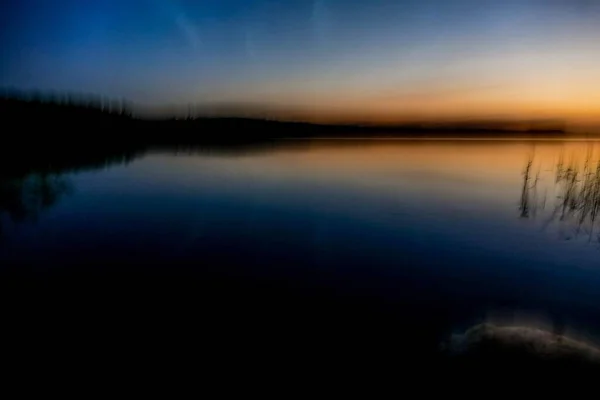 Belo Pôr Sol Lago — Fotografia de Stock