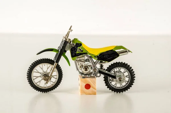 Close-up of cross motorbike motorcycle toy Object on a White Background
