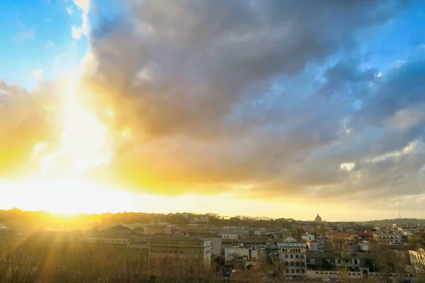 Захід Сонця Над Містом Рим Італія — стокове фото