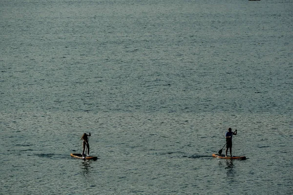 Surfistas Sup Lago —  Fotos de Stock