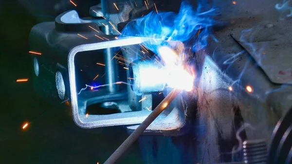 工作中的焊机 作为背景的照片 数字图像 — 图库照片