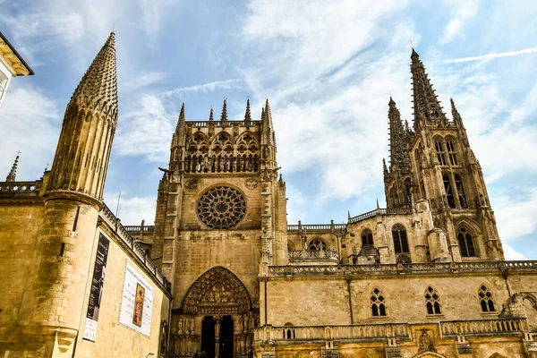 Catedral Gótica Astorga España Frente Iglesia Con Cielo Azul — Foto de Stock