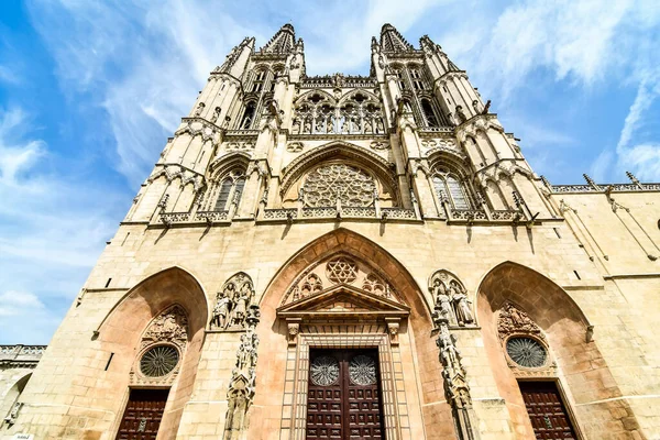 Catedral Gótica Astorga España Frente Iglesia Con Cielo Azul — Foto de Stock