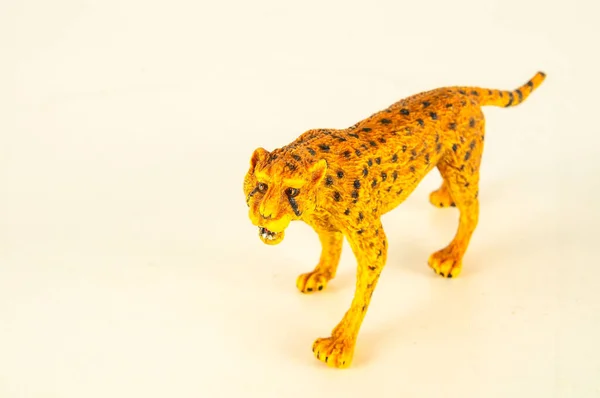 Крупный План Кошки Льва Пластиковой Игрушки Животного Объекта Белом Фоне — стоковое фото
