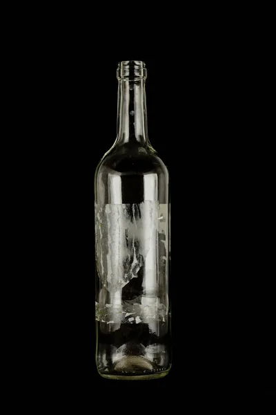 Пустая Бутылка Стекла Изолированы Черном Фоне — стоковое фото
