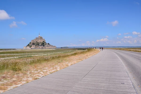 Vista Panorámica Famosa Isla Mareomotriz Mont Saint Michel Normandía Norte —  Fotos de Stock