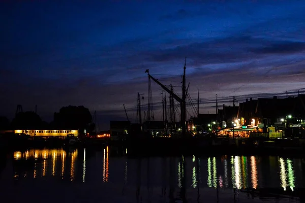 Vue Sur Port Pendant Nuit — Photo