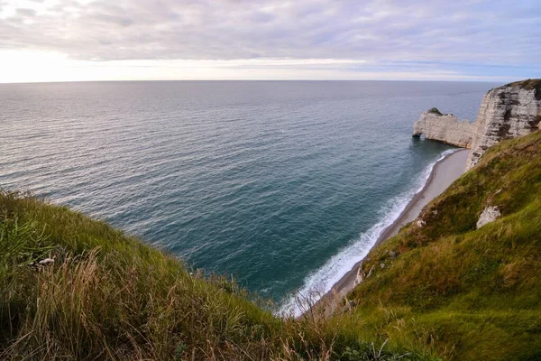 Large Cliff Beautiful Sea Foreground Normandy France Europe — Fotografia de Stock