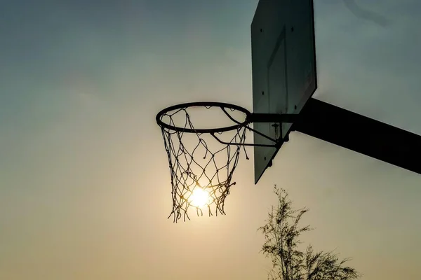 View Basketball Hoop Sunset — Stock Photo, Image