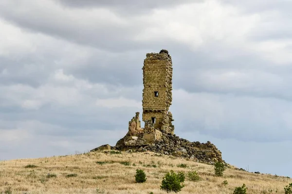 ancient stone ruins of fortress in the desert.