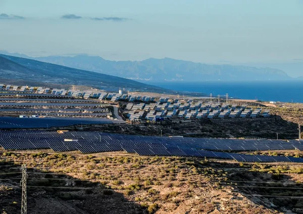 aerial view of the solar panels in the mountains