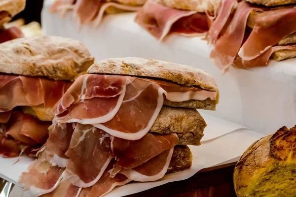 Sandwiches Ham Lisbon Portugal — Fotografia de Stock