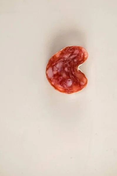 Delicious Fresh Salami White Background — Φωτογραφία Αρχείου