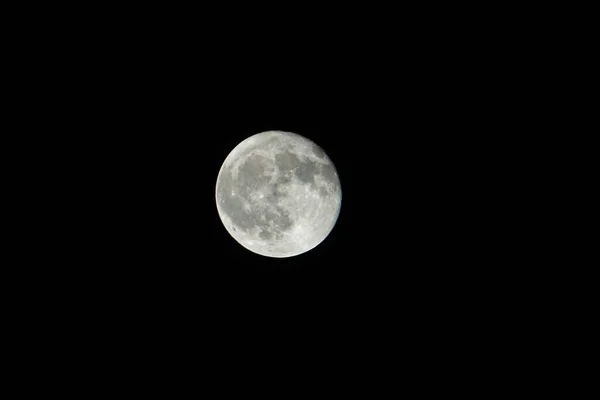 Lune Sur Ciel Nocturne Noir Plein Cadre — Photo