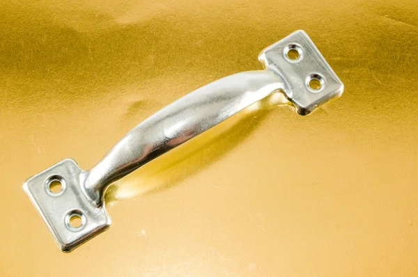 Metal Door Handle Yellow Background — 图库照片