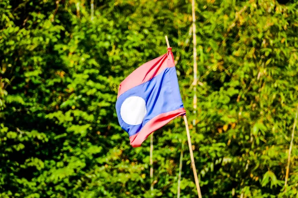 Bandera Laos Con Árboles Verdes —  Fotos de Stock
