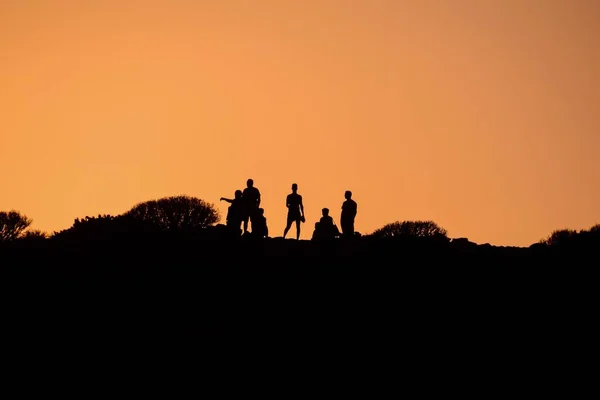 Silhouette People Sunset — Stock Photo, Image