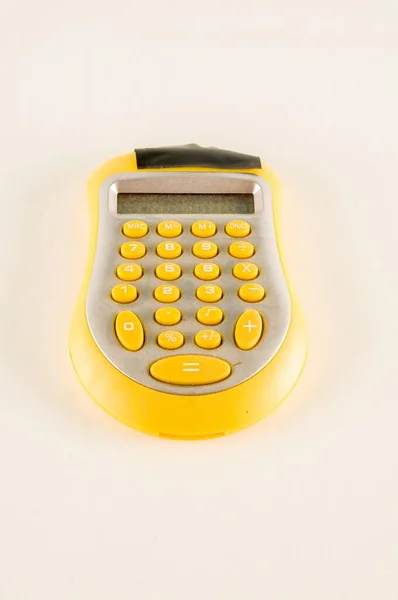 Old Yellow Calculator White Background — Stock Photo, Image