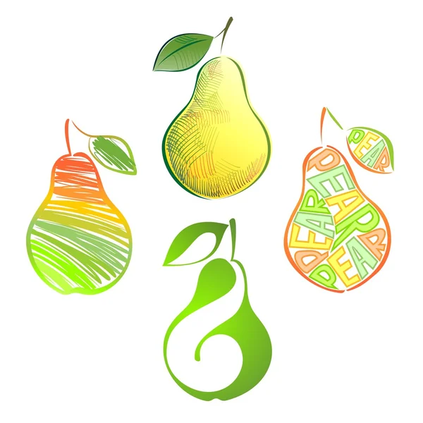 Different variants of pears — Stock Vector