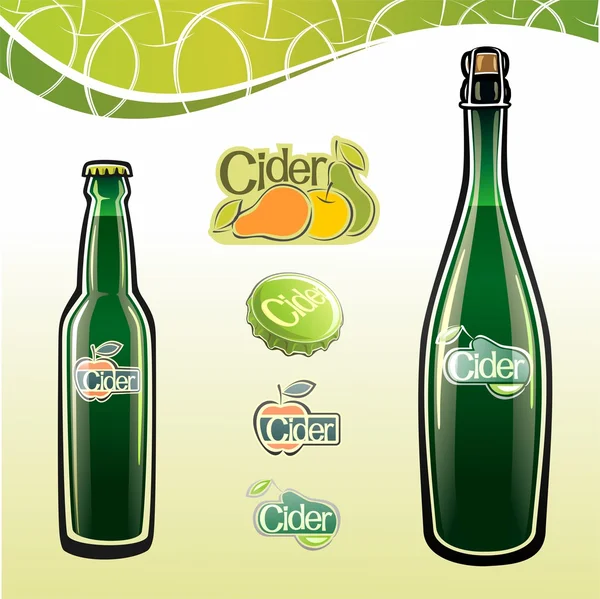 Sidra en una botella — Vector de stock